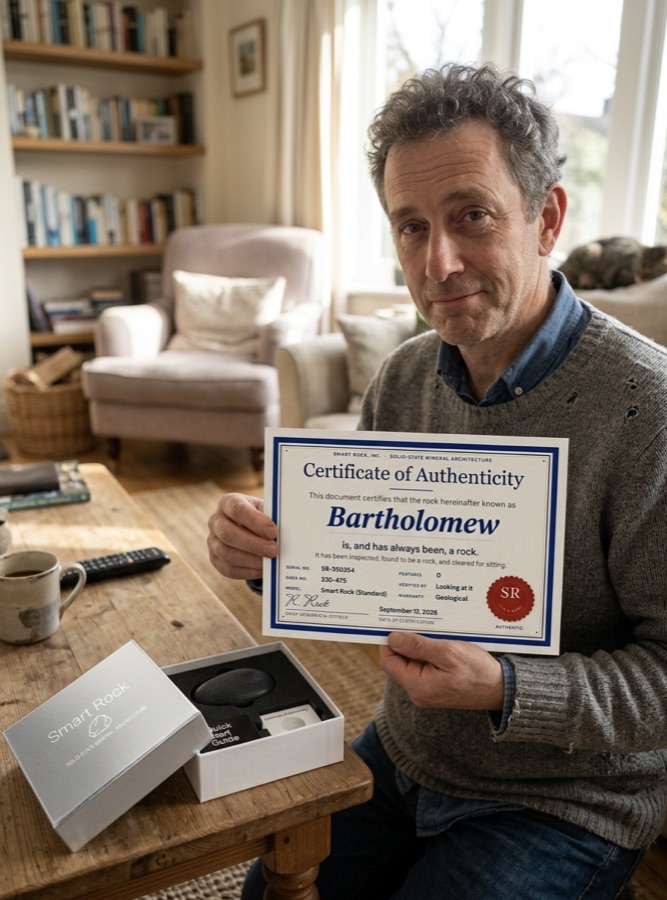 Owner holding the certificate for Bartholomew
