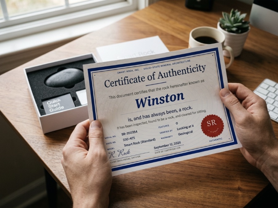 Owner holding the certificate for Winston