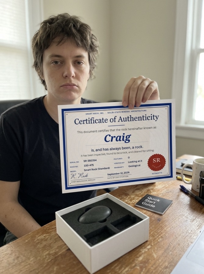 Owner holding the certificate for Craig