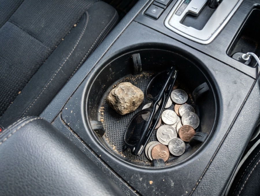 Smart Rock in a car cupholder